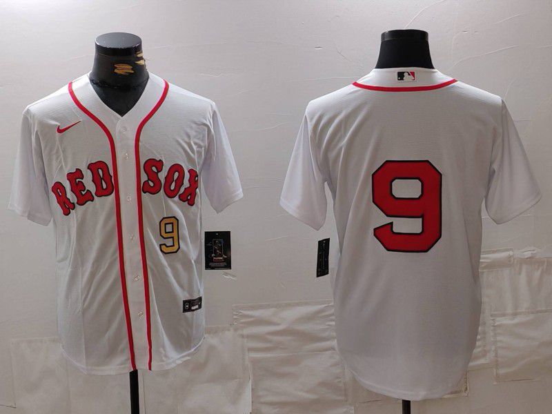 Men Boston Red Sox #9 No Name White Game 2024 Nike MLB Jersey style 2